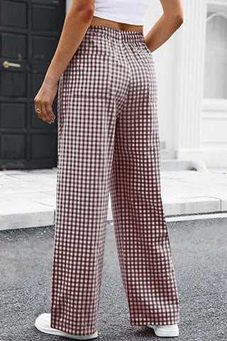 Relaxed Fit Gingham Casual Pants