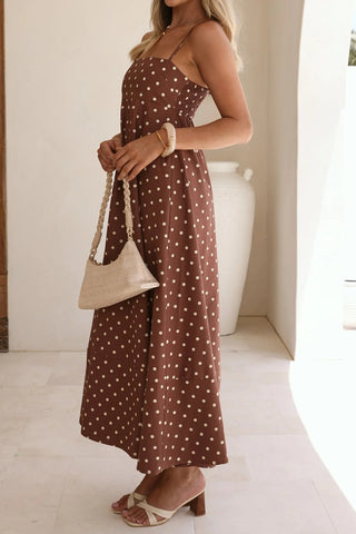 Polka Dot Strappy Maxi Dress