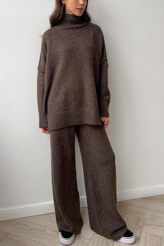 Turtleneck Sweater and Wide-Leg Pants Set