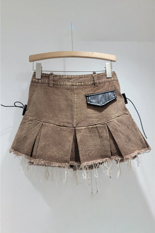 Distressed Mini Skirt with Belt