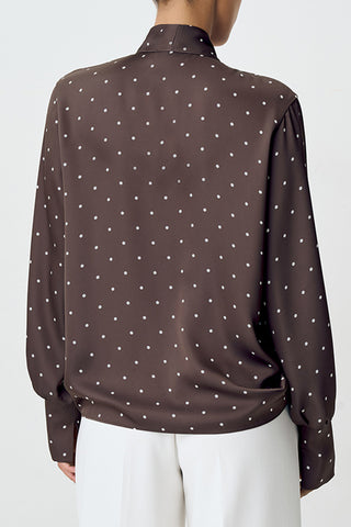 Polka Dot Tie-Neck Blouse