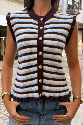 Button-Up Striped Sweater Vest