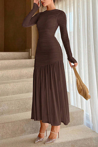 Elegant Ruched Casual Midi Dress