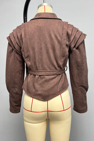 Pleated Shoulder Belted Blazer