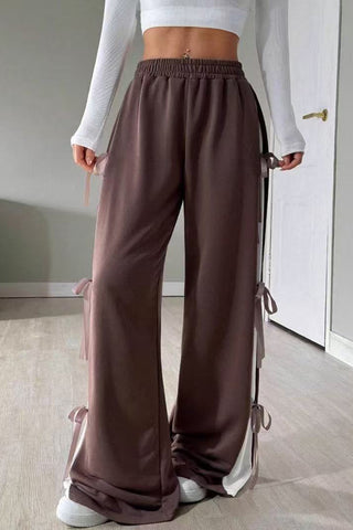 Side Tie Ribbon Casual Pants