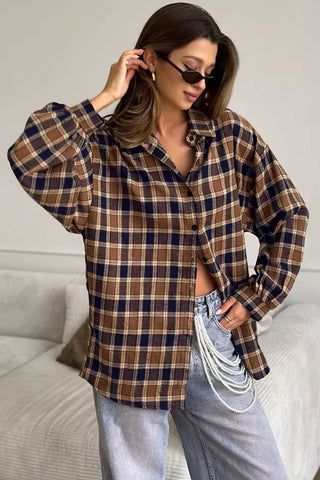 Oversized Plaid Button-Down Shirt