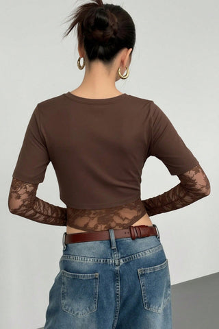 Lace Detail Long Sleeve Bodysuit