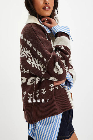 Floral Pattern Button-Front Cardigan