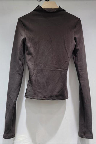 Elegant Ruffle Neck Long Sleeve Top