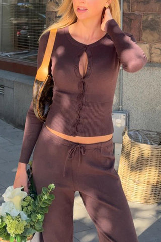 Ribbed Button-Front Cardigan