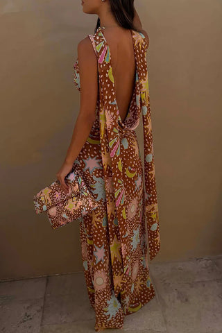 Long-Sleeve Printed Maxi Dress