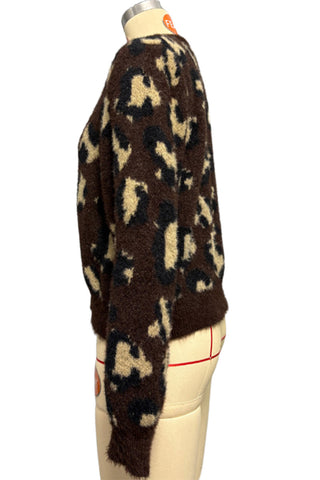 Button-Front Leopard Print Cardigan
