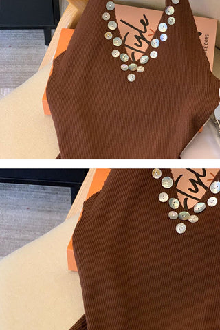 Embellished Halter Knit Cami