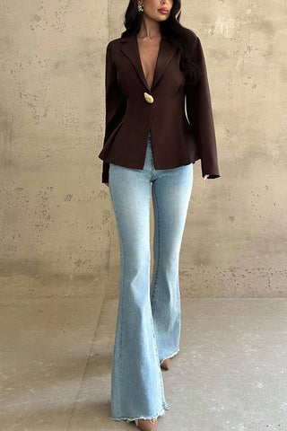 Single-Button Peplum Blazer