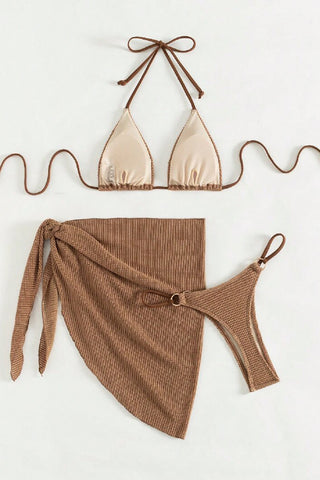 Stylish Bikini Set with Wrap Skirt