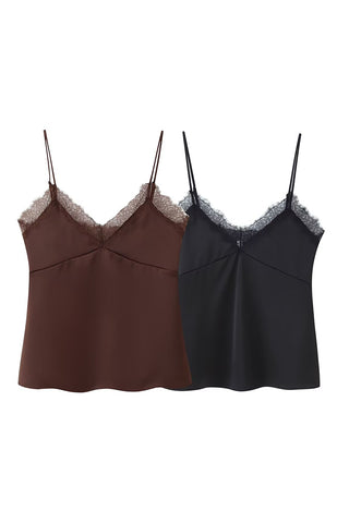Lace Trim V-Neck Cami Top