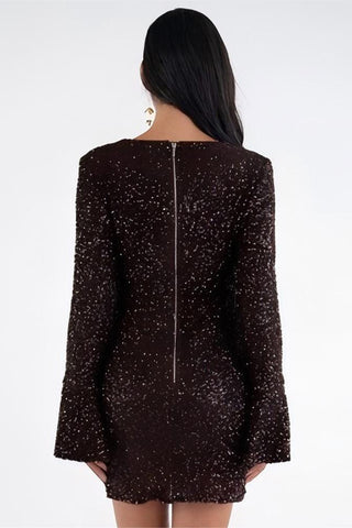 Bow-Accent Sparkle Mini Dress
