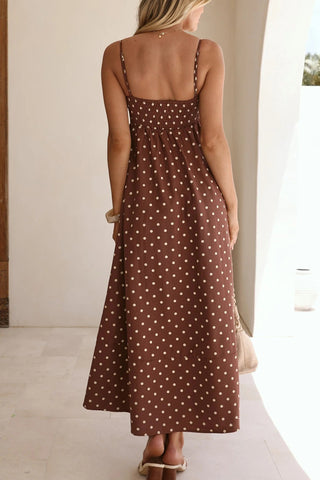 Polka Dot Strappy Maxi Dress