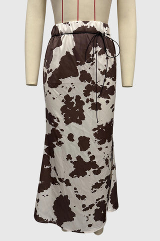 Patterned Elastic Waist Skirt
