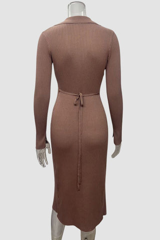 Ribbed V-Neck Midi Dress