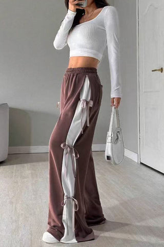 Side Tie Ribbon Casual Pants