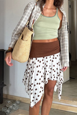 High-Waist Polka Dot Handkerchief Skirt
