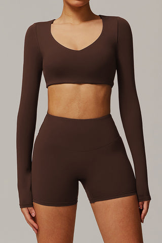 Strappy Plunge Neck Sports Short Set