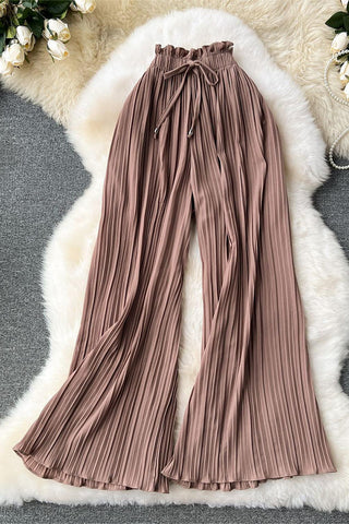 Pleated High-Waist Casual Pants