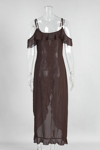 Ruffled Off-Shoulder Midi Dress