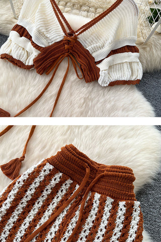 Boho Tassel Crochet Skirt Set