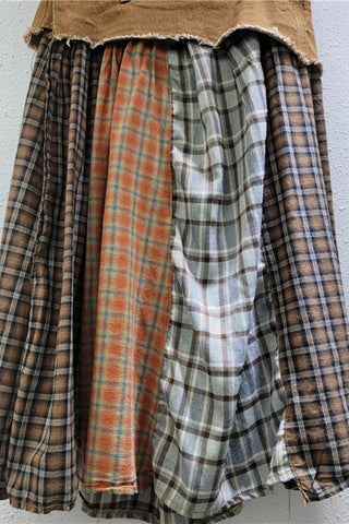 Button-Accented Plaid Skirt