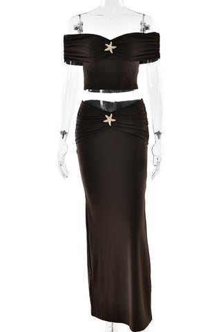 Off-Shoulder Star Embellished Set