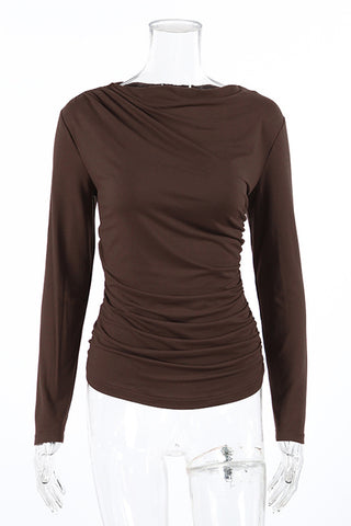 Elegant Draped Long-Sleeve Blouse