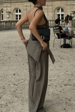 Asymmetrical Draped Top and Pants Set