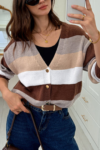 Striped Button-Down Cardigan Sweater
