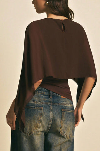 Draped Top with Asymmetric Sleeves