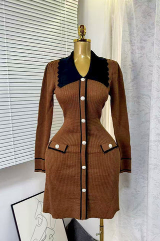 Buttoned Casual Textured Dress