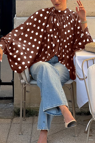 Polka Dot Blouse with Flowing Sleeves
