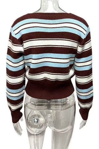Striped Button-Front Cardigan