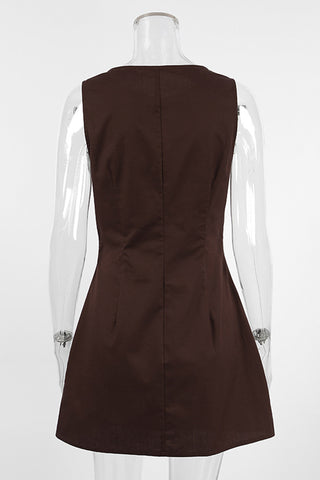 Buttoned Sleeveless Mini Dress