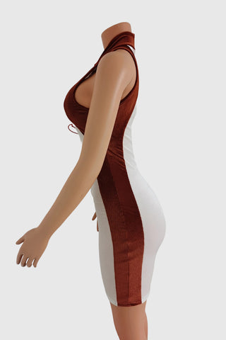 Lace-Up Halter Casual Dress