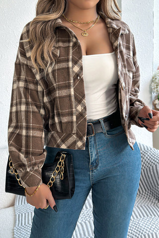 Plaid Button-Up Casual Jacket