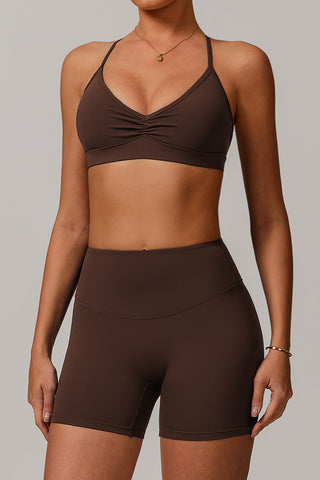 Plunge Neck Bralette and High-Waisted Shorts Set