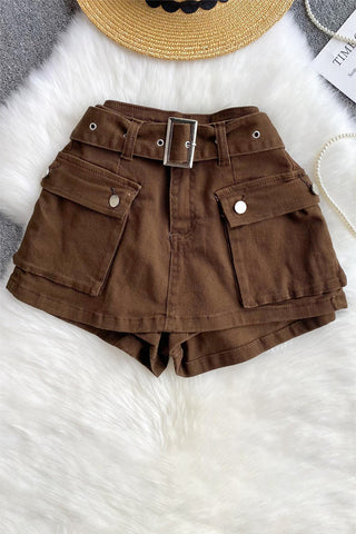 Belted Utility Casual Shorts