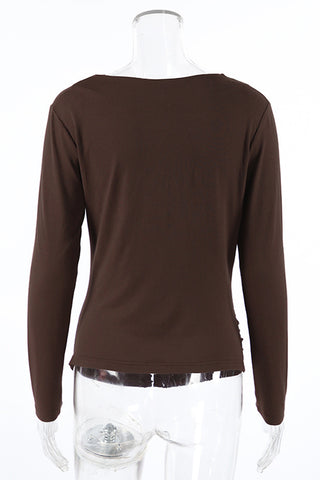 Elegant Draped Long-Sleeve Blouse