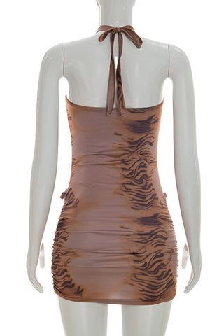 Halter Neck Ruched Mini Dress