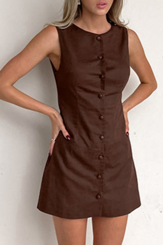 Buttoned Sleeveless Mini Dress