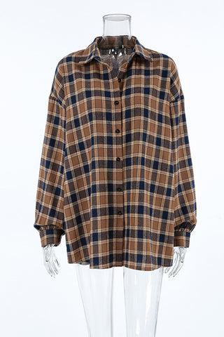 Oversized Plaid Button-Down Shirt