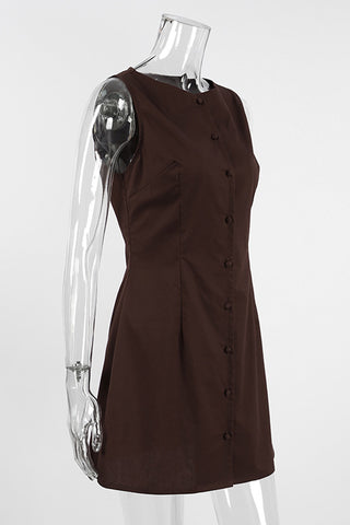 Sleeveless Button-Down Casual Dress