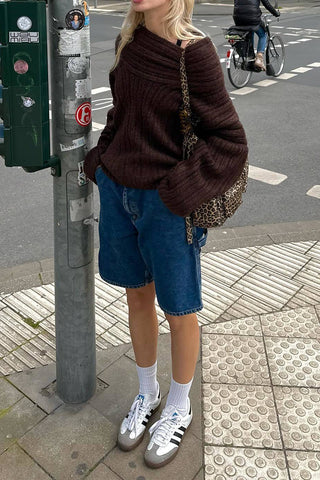 Off-Shoulder Ribbed Sweater